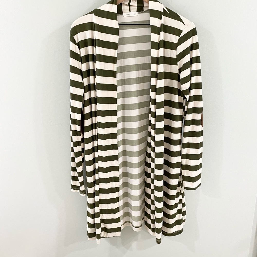 Reb & J Long Sleeve Open Front Striped Cardigan Size Large